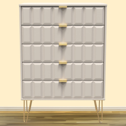 Crowndale Cube 5 Drawer Matt Kashmir Chest of Drawers Ready Assembled - Cream - Wilko - thumbnail 1