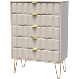 Crowndale Cube 5 Drawer Matt Kashmir Chest of Drawers Ready Assembled - Cream - Wilko - thumbnail 3