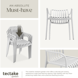 tectake Alcudia Set of 2 White Garden Chair - Size: 80.5 x 54.5 x 58cm - Wilko - thumbnail 6