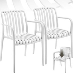 tectake Alcudia Set of 2 White Garden Chair - Size: 80.5 x 54.5 x 58cm - Wilko - thumbnail 3