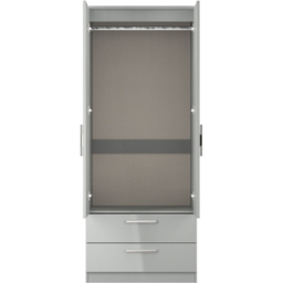 Crowndale Knightsbridge 2 Door 2 Drawer Grey Gloss and Dusk Grey Wardrobe Ready Assembled - Grey Gloss & Dusk Grey - Wilko - thumbnail 6