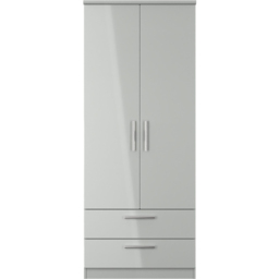 Crowndale Knightsbridge 2 Door 2 Drawer Grey Gloss and Dusk Grey Wardrobe Ready Assembled - Grey Gloss & Dusk Grey - Wilko - thumbnail 3