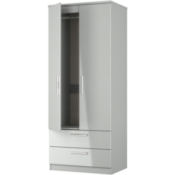 Crowndale Knightsbridge 2 Door 2 Drawer Grey Gloss and Dusk Grey Wardrobe Ready Assembled - Grey Gloss & Dusk Grey - Wilko - thumbnail 5