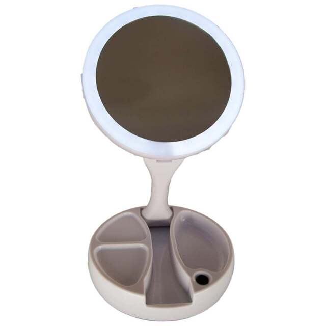 Lifemax Foldaway Vanity Mirror - Size: 16 x 16 x 5.2cm - White - Wilko - image 1