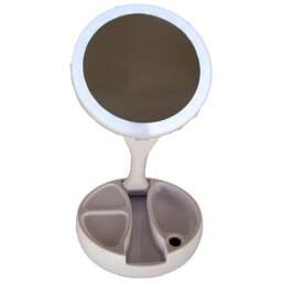Lifemax Foldaway Vanity Mirror - Size: 16 x 16 x 5.2cm - White - Wilko