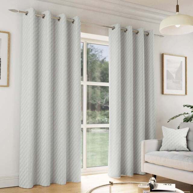 Enhanced Living Tokyo Grey Velvet Embossed Thermal Darkening Eyelet Curtains 117 x 137cm - Size: W 117 x D 137cm - Wilko - image 1