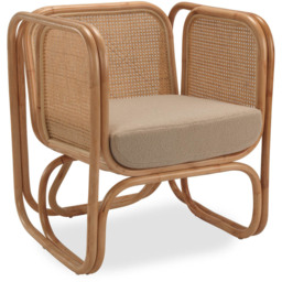 Desser Iconic Natural Latte Fabric Rattan Chair - Size: Single - Cream - Desser Furniture - Wilko - thumbnail 3