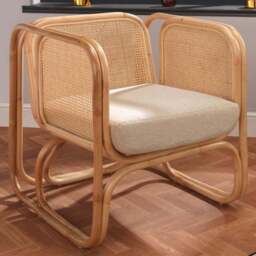 Desser Iconic Natural Latte Fabric Rattan Chair - Size: Single - Cream - Desser Furniture - Wilko