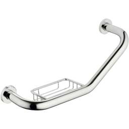 Nes Home Chrome Wall Mounted Angled Grab Bar with Soap Dish 440mm - Size: 14 x 47 x 13cm - Silver - Wilko