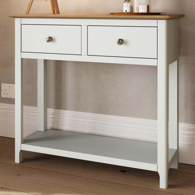 FWStyle Taberno 2 Drawer White Linen Hallway Console Table - Size: 76 x 85 x 30cm - Wilko - image 1