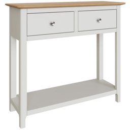 FWStyle Taberno 2 Drawer White Linen Hallway Console Table - Size: 76 x 85 x 30cm - Wilko - thumbnail 3