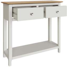 FWStyle Taberno 2 Drawer White Linen Hallway Console Table - Size: 76 x 85 x 30cm - Wilko - thumbnail 4