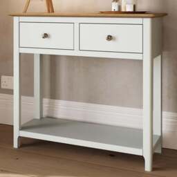 FWStyle Taberno 2 Drawer White Linen Hallway Console Table - Size: 76 x 85 x 30cm - Wilko - thumbnail 1