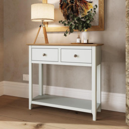 FWStyle Taberno 2 Drawer White Linen Hallway Console Table - Size: 76 x 85 x 30cm - Wilko - thumbnail 7