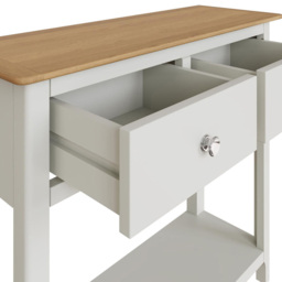 FWStyle Taberno 2 Drawer White Linen Hallway Console Table - Size: 76 x 85 x 30cm - Wilko - thumbnail 5