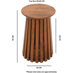 Brooklyn Slatted Mango Wood Side Table - Brown - Wilko - thumbnail 7