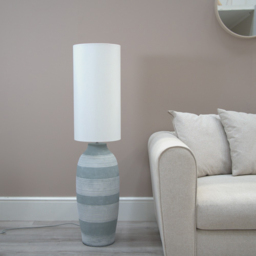 ValueLights Deegan Grey Tall Fabric Shade Ceramic LED Floor Lamp - Size: 12.4 x 27 x 27cm - Wilko - thumbnail 4