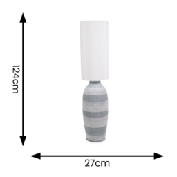ValueLights Deegan Grey Tall Fabric Shade Ceramic LED Floor Lamp - Size: 12.4 x 27 x 27cm - Wilko - thumbnail 5