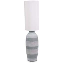 ValueLights Deegan Grey Tall Fabric Shade Ceramic LED Floor Lamp - Size: 12.4 x 27 x 27cm - Wilko