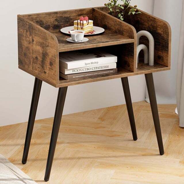 Costway Mid Century Rustic Brown 2 Tier Nightstand with Open Shelves - Size: 2 Shelf - Wilko - image 1