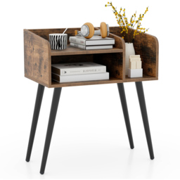 Costway Mid Century Rustic Brown 2 Tier Nightstand with Open Shelves - Size: 2 Shelf - Wilko - thumbnail 3