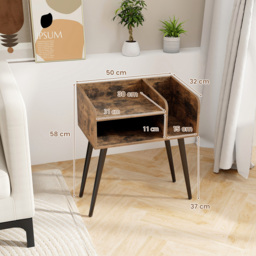 Costway Mid Century Rustic Brown 2 Tier Nightstand with Open Shelves - Size: 2 Shelf - Wilko - thumbnail 6