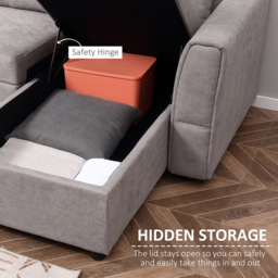 Portland 3 Seater Grey Linen Touch L Shaped Sofa Bed - Wilko - thumbnail 7