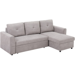 Portland 3 Seater Grey Linen Touch L Shaped Sofa Bed - Wilko - thumbnail 3