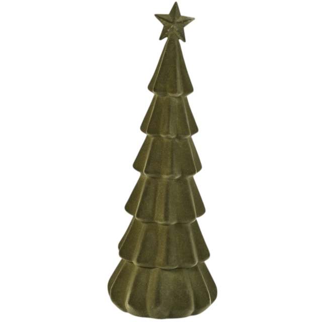 Flocked Christmas Tree with Star - Green - Amber Charm - Wilko