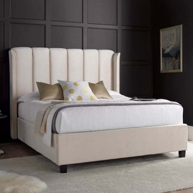 Aurora Double Warmstone Velvet Ottoman Bed - Cream - Bedmaster - Wilko - image 1