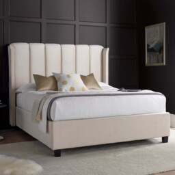 Aurora Double Warmstone Velvet Ottoman Bed - Cream - Bedmaster - Wilko
