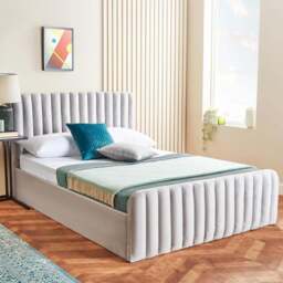 Home Treats King Size Velvet Ottoman Bed with Mattress - Grey - Wilko - thumbnail 1