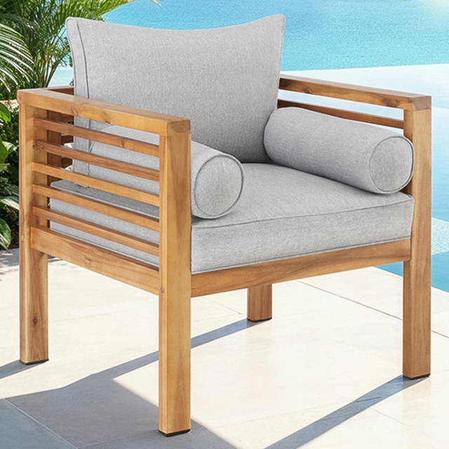 tectake Boka Wooden Frame Garden Chair - Size: 78 x 72 x 63cm - Brown - Wilko - image 1