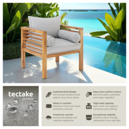 tectake Boka Wooden Frame Garden Chair - Size: 78 x 72 x 63cm - Brown - Wilko - thumbnail 7