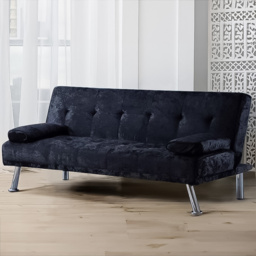 Brooklyn Italian Double Sleeper Black Crushed Velvet Sofa Bed - Size: 2 Seater - Wilko - thumbnail 1