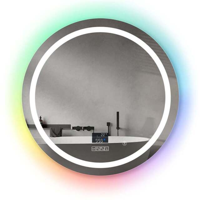 Ener-J Colour Changing LED Round Mirror with Bluetooth Speaker 70cm - Size: 72 x 72 x 5cm - Silver - Wilko - image 1
