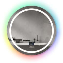 Ener-J Colour Changing LED Round Mirror with Bluetooth Speaker 70cm - Size: 72 x 72 x 5cm - Silver - Wilko