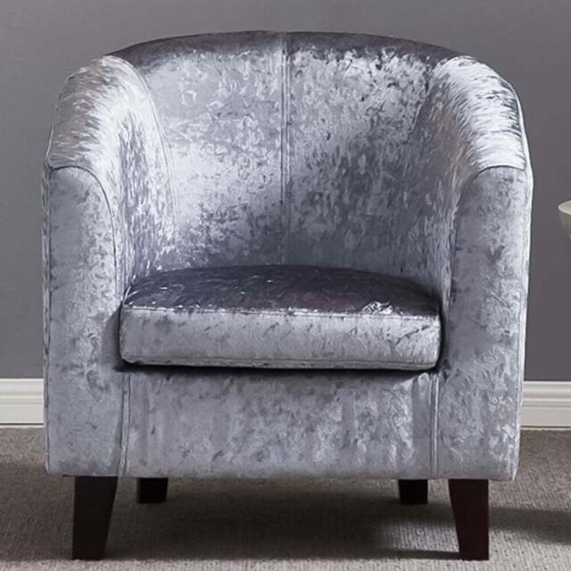 Brooklyn Grey Crush Velvet Tub Chair - Size: Single - Wilko - image 1