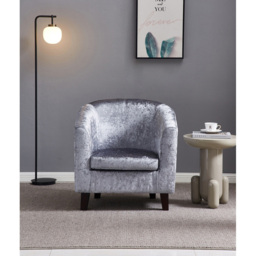 Brooklyn Grey Crush Velvet Tub Chair - Size: Single - Wilko - thumbnail 4