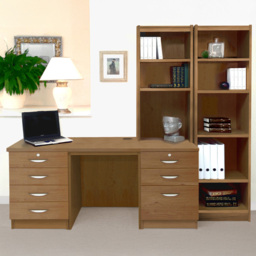 R White Cabinets SET-15-IN-EO Desk Drawer Unit and Hutch Narrow Bookcase Home Office Furniture Set - Size: 182 x 204 x 54cm - Brown - Wilko - thumbnail 1