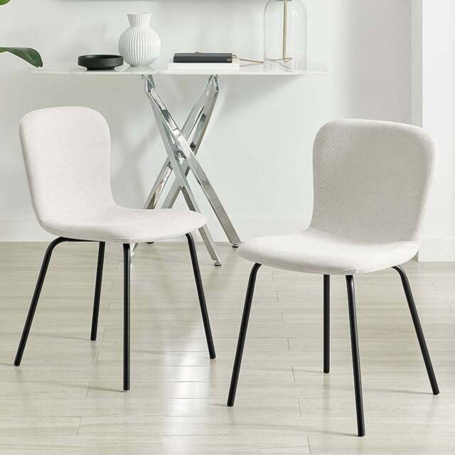 Furniturebox Sienna Set of 2 Cream Linen Effect Dining Chairs - Wilko - image 1