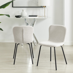 Furniturebox Sienna Set of 2 Cream Linen Effect Dining Chairs - Wilko - thumbnail 7