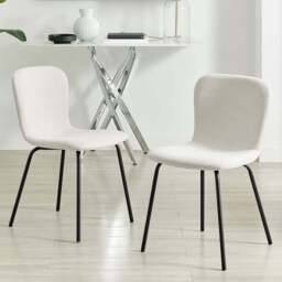 Furniturebox Sienna Set of 2 Cream Linen Effect Dining Chairs - Wilko - thumbnail 1