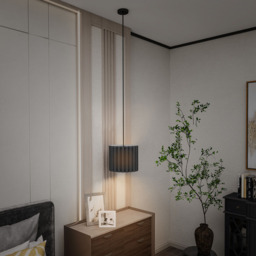 Portland Black Wave Linen Textured Shade Ceiling Lamp 178cm - Size: 178 x 32 x 32cm - Wilko - thumbnail 3