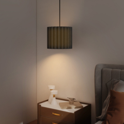 Portland Black Wave Linen Textured Shade Ceiling Lamp 178cm - Size: 178 x 32 x 32cm - Wilko - thumbnail 5