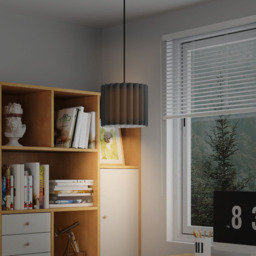 Portland Black Wave Linen Textured Shade Ceiling Lamp 178cm - Size: 178 x 32 x 32cm - Wilko - thumbnail 7