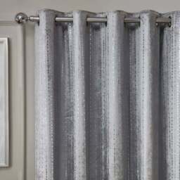 Divante Selina Silver Foil Dotty Stripe Curtains 168 x 229cm - Size: W 168 x D 228cm - Wilko - thumbnail 4