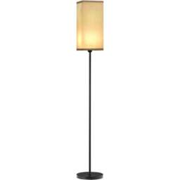 Portland Black Linen Shade Standing Floor Lamp 161.5cm - Size: 161.5 x 25 x 25cm - Wilko