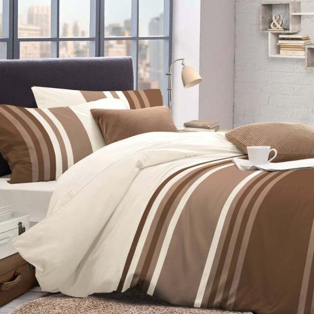 Velosso Single Chocolate Tonal Stripe Duvet Set - Serene - Wilko - image 1