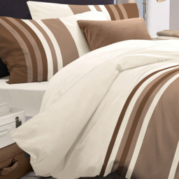 Velosso Single Chocolate Tonal Stripe Duvet Set - Serene - Wilko - thumbnail 3